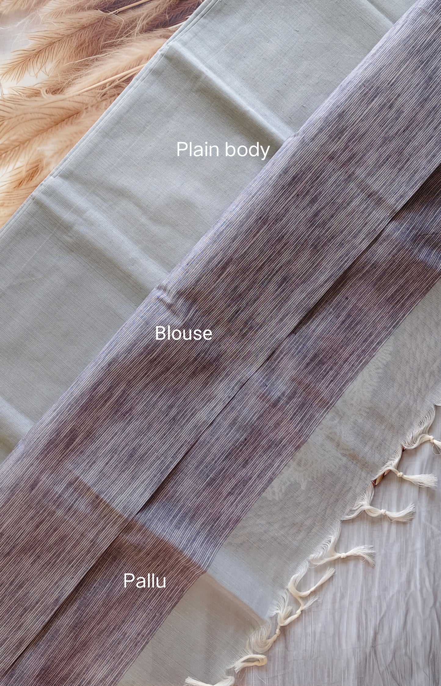 Grey Pure Cotton Saree