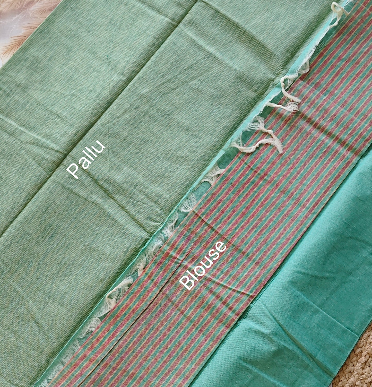 Mint Green Pure Cotton Saree