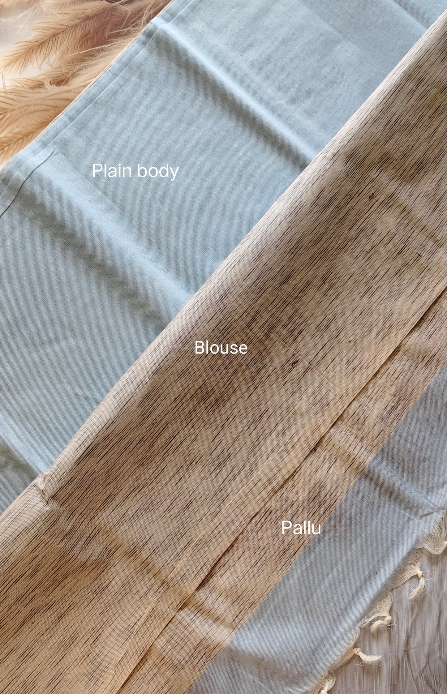 Light Blue Pure Cotton Saree