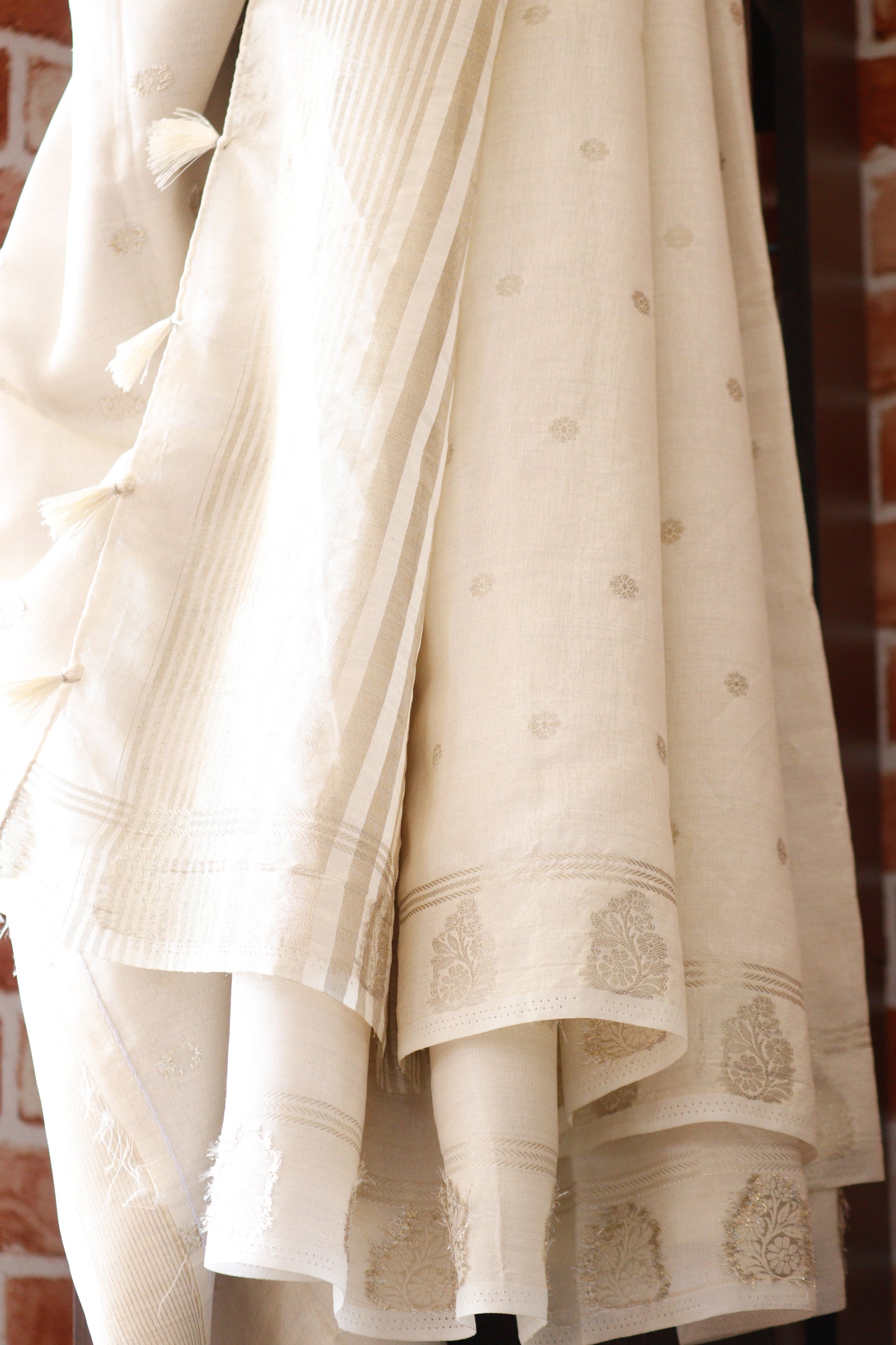 Classic Off-White Silk Saree