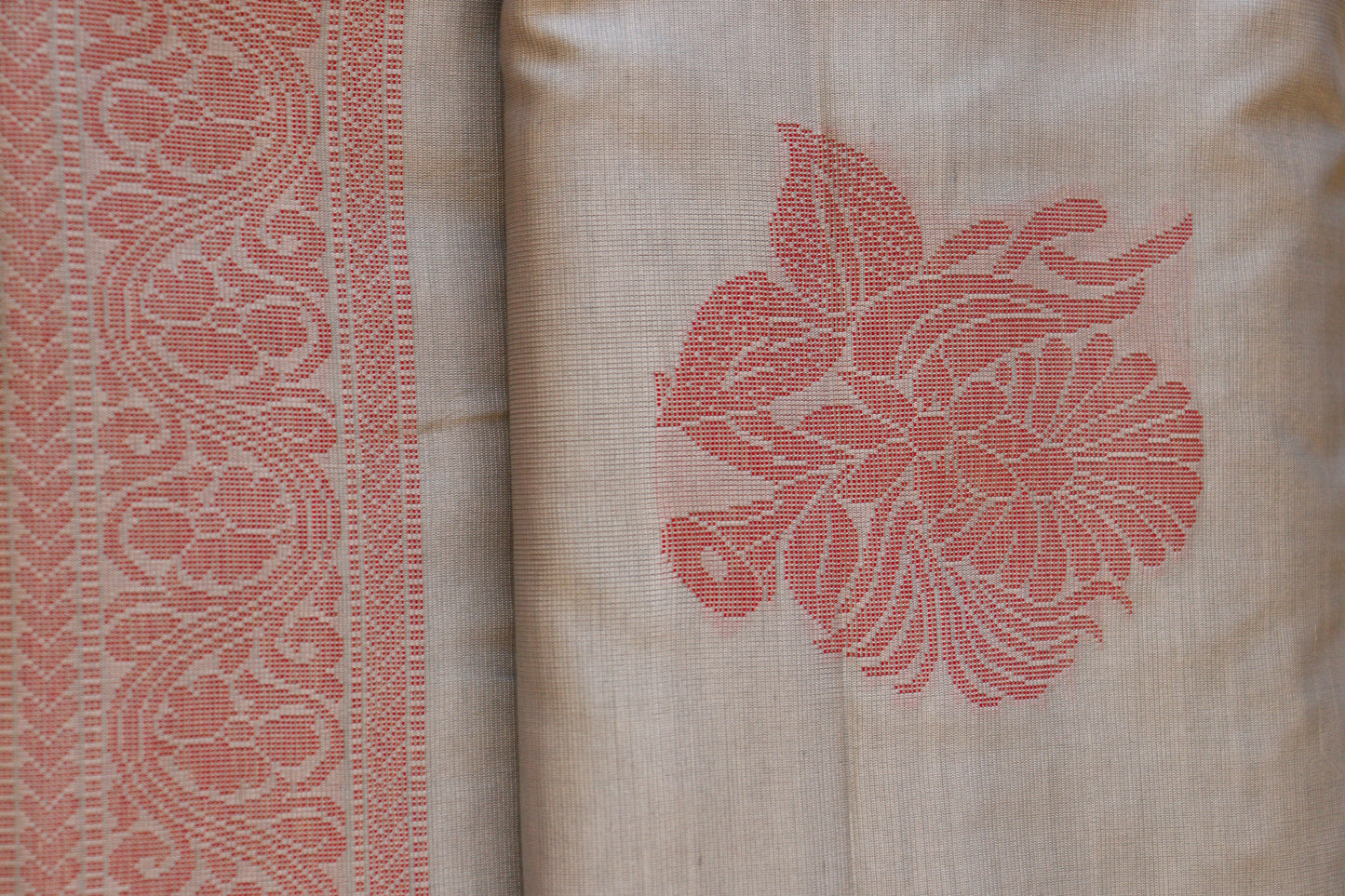 Silver Grey Semi-Tussar Silk Saree
