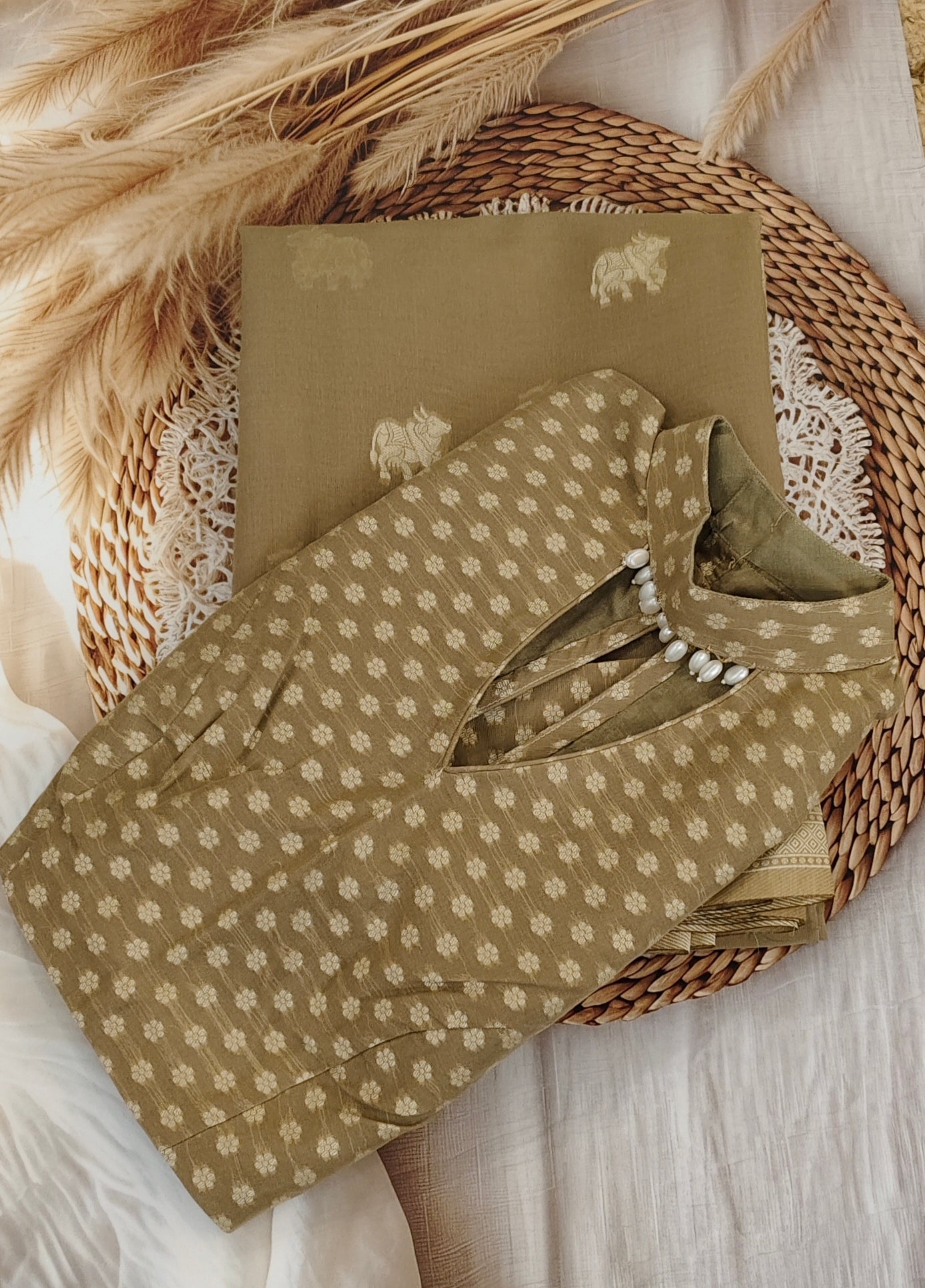 Beige Banarasi Cotton Saree