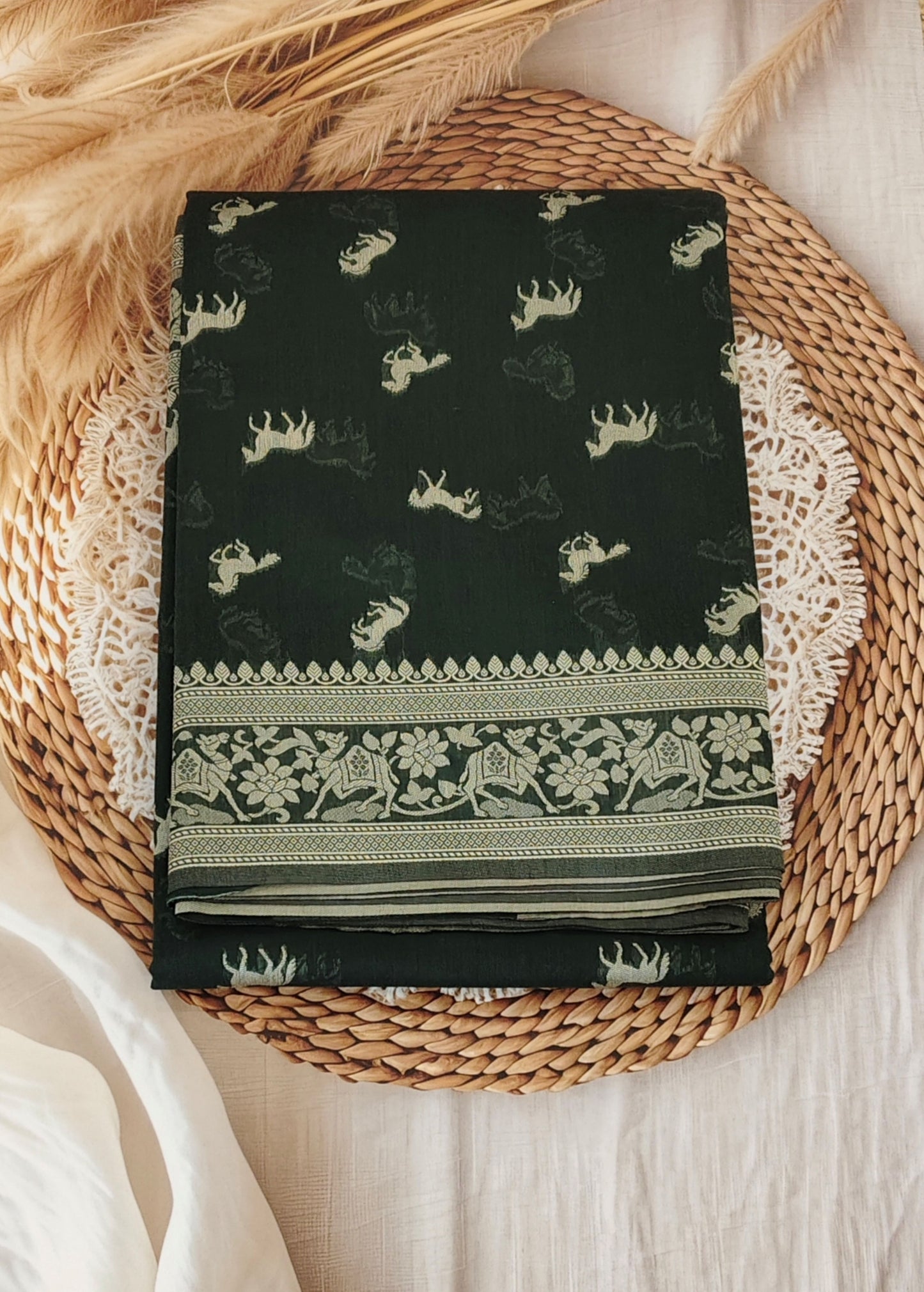 Green Banarasi Cotton Saree