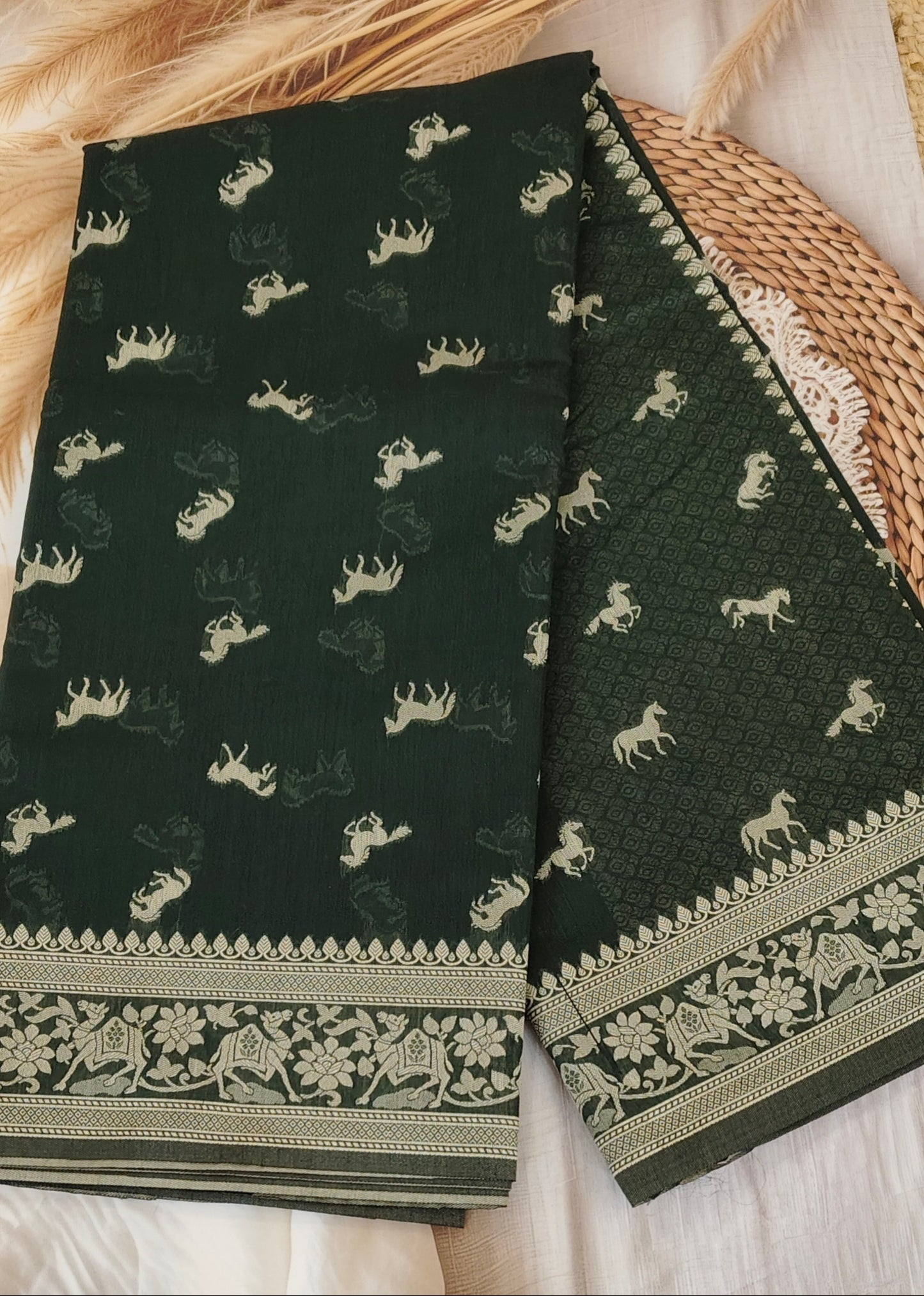 Green Banarasi Cotton Saree