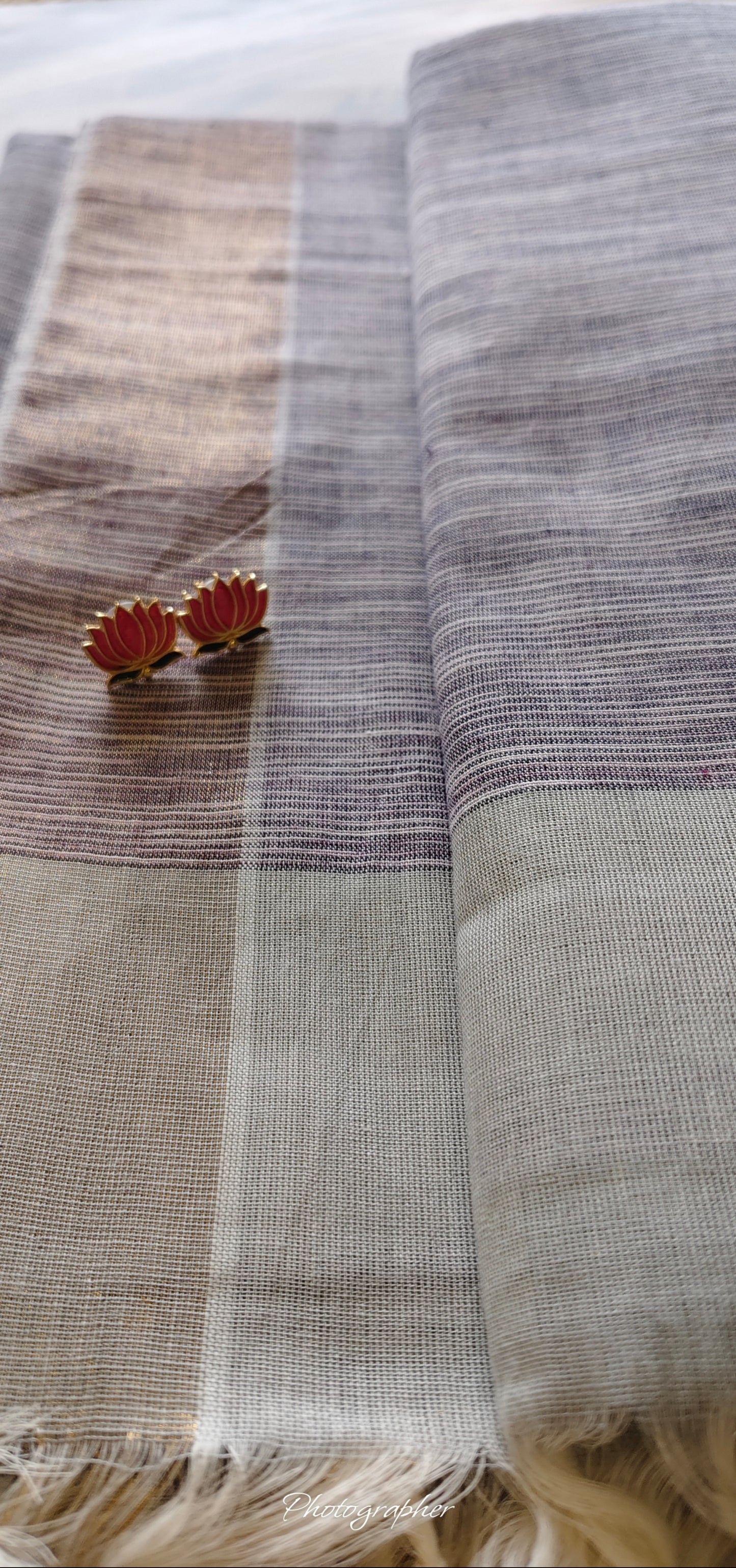 Grey Pure Cotton Saree