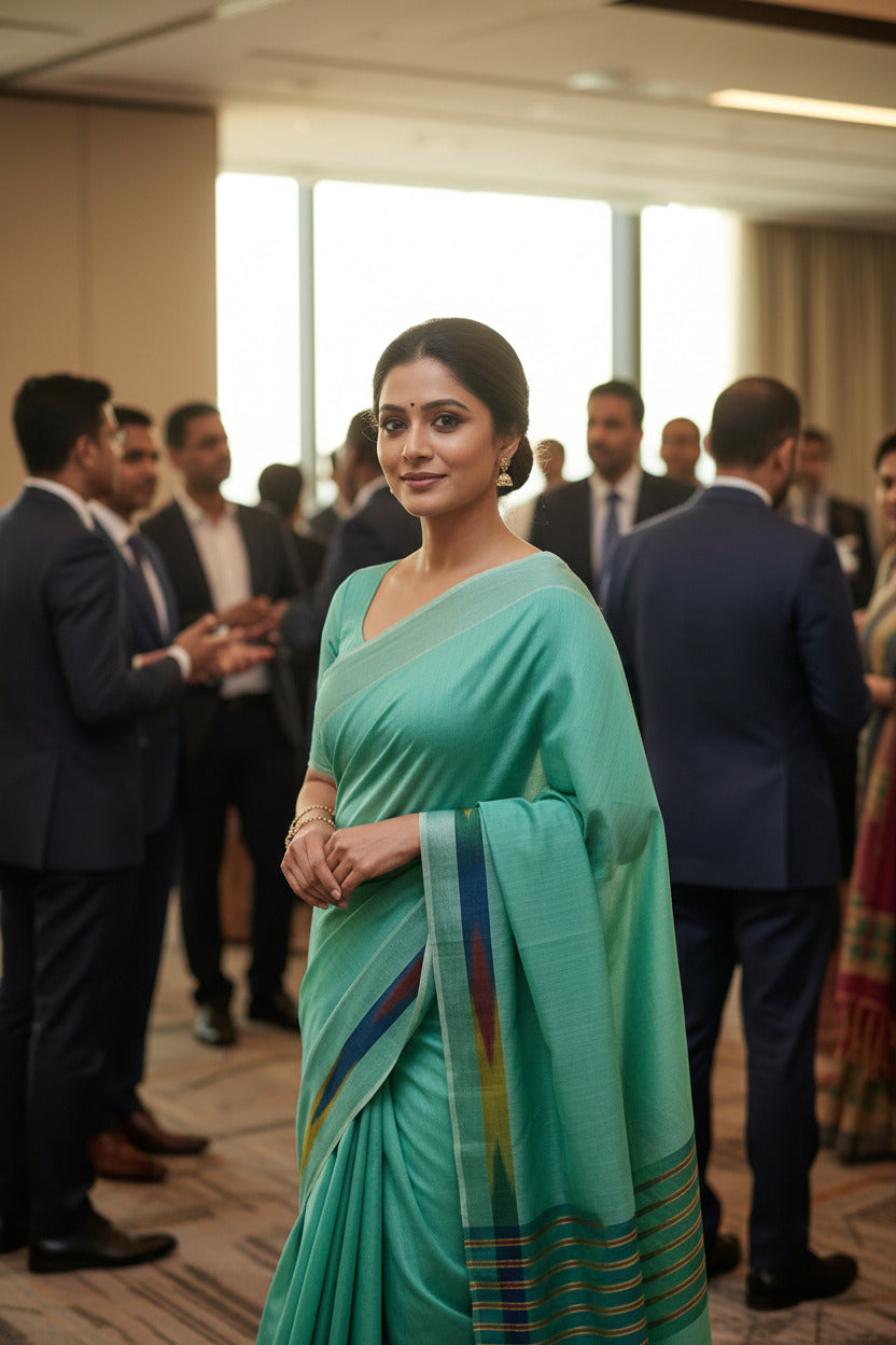Mint Green Pure Cotton Saree