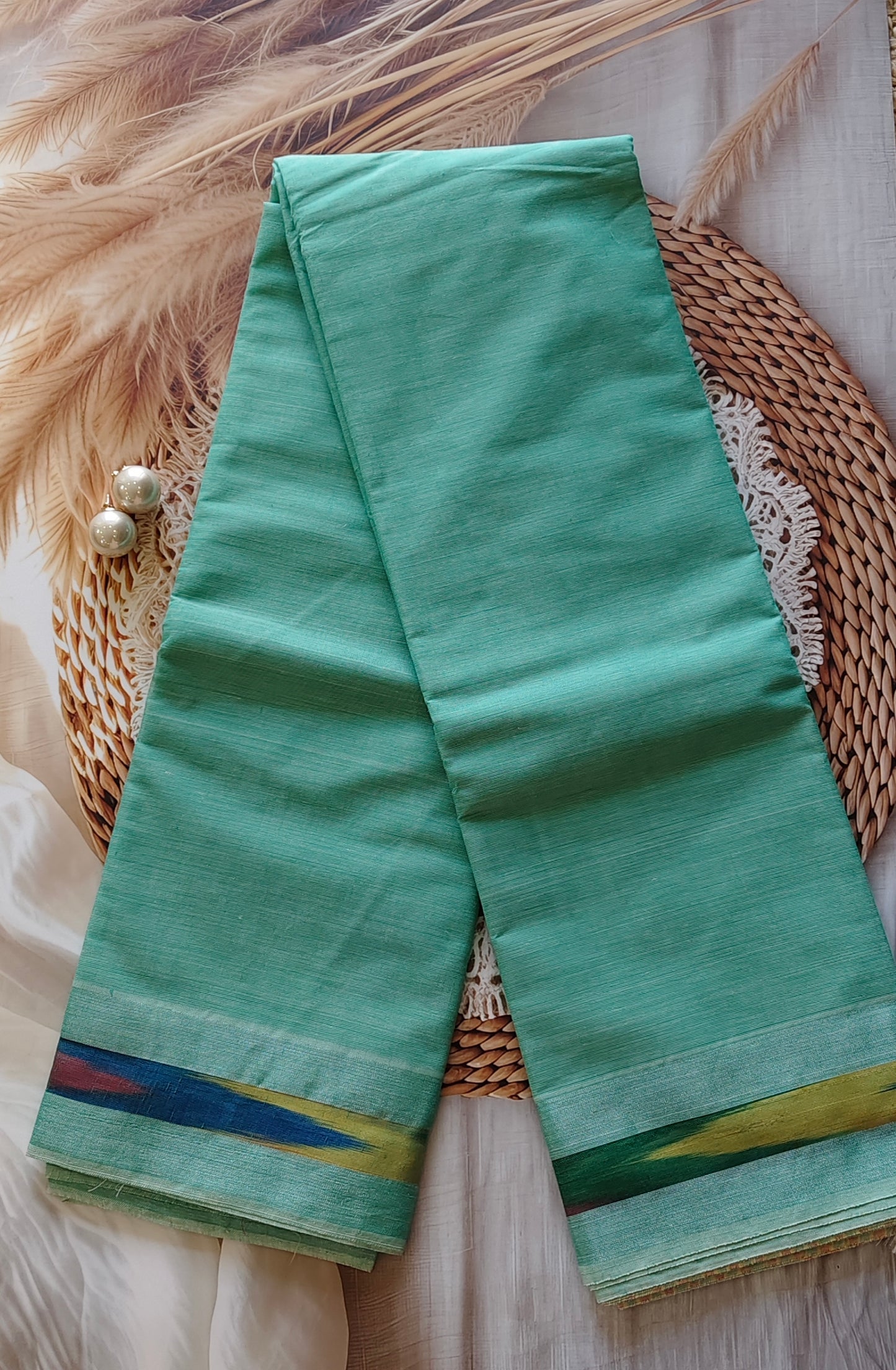 Mint Green Pure Cotton Saree