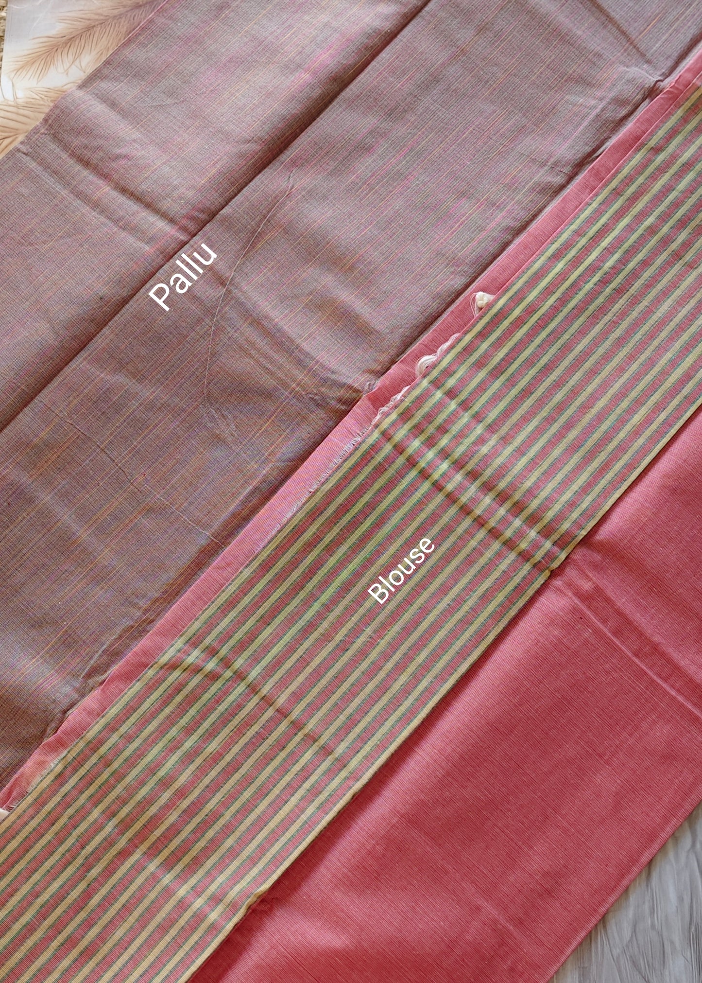 Rose Pink Pure Cotton Saree