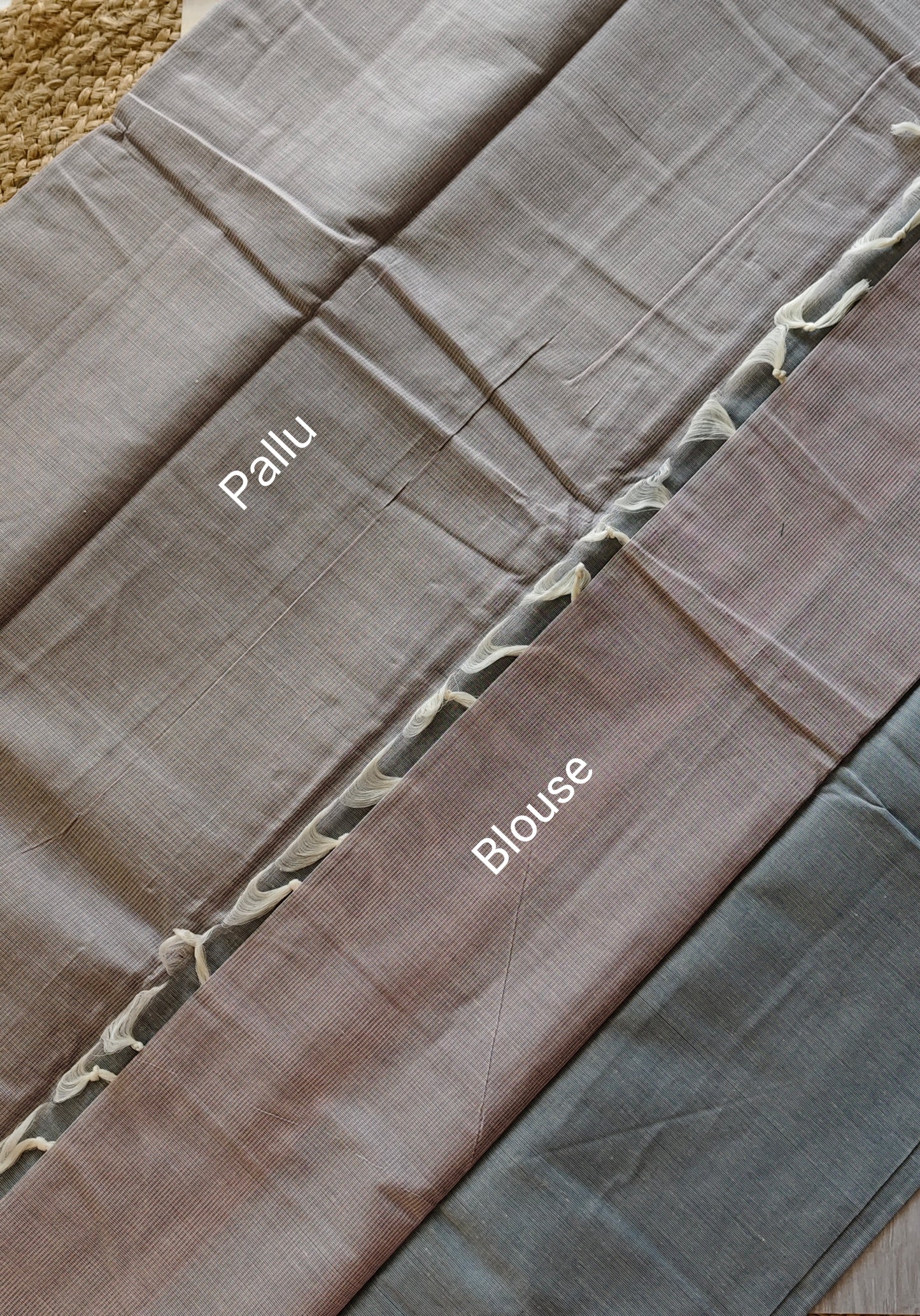 Silver Grey Pure Cotton Saree