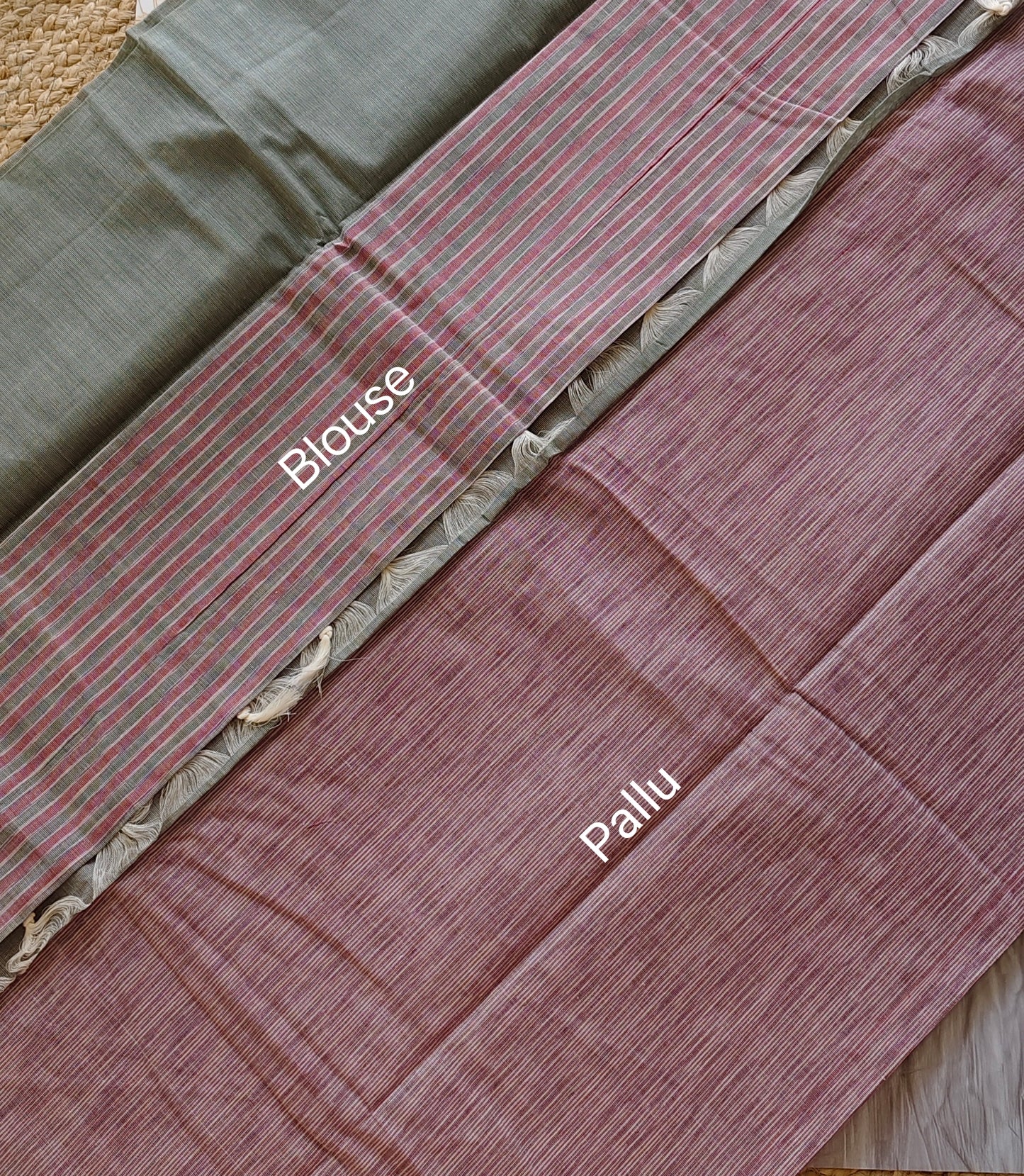 Sage Green Pure Cotton Saree