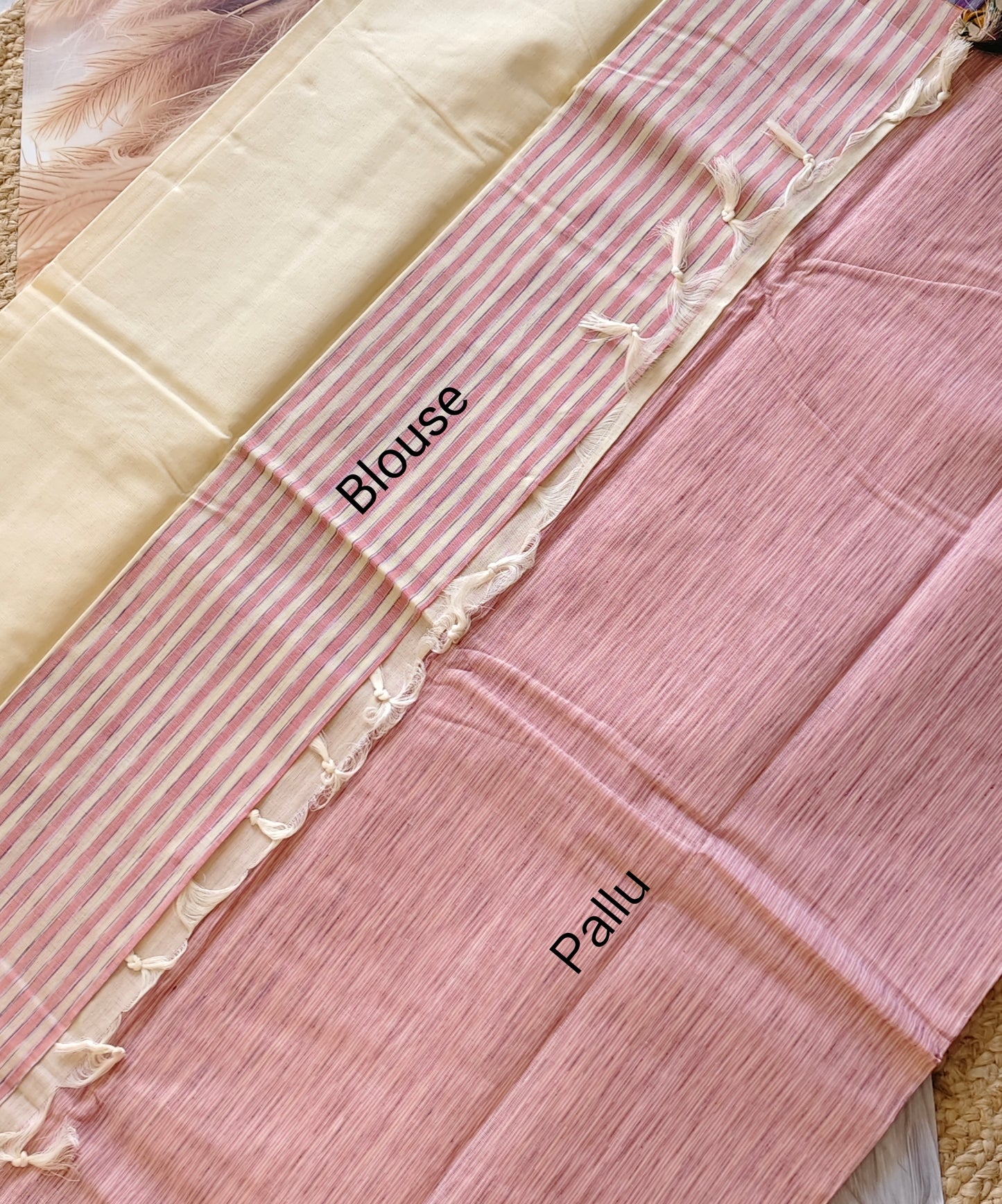 Light cream / Ivory Pure Cotton Saree
