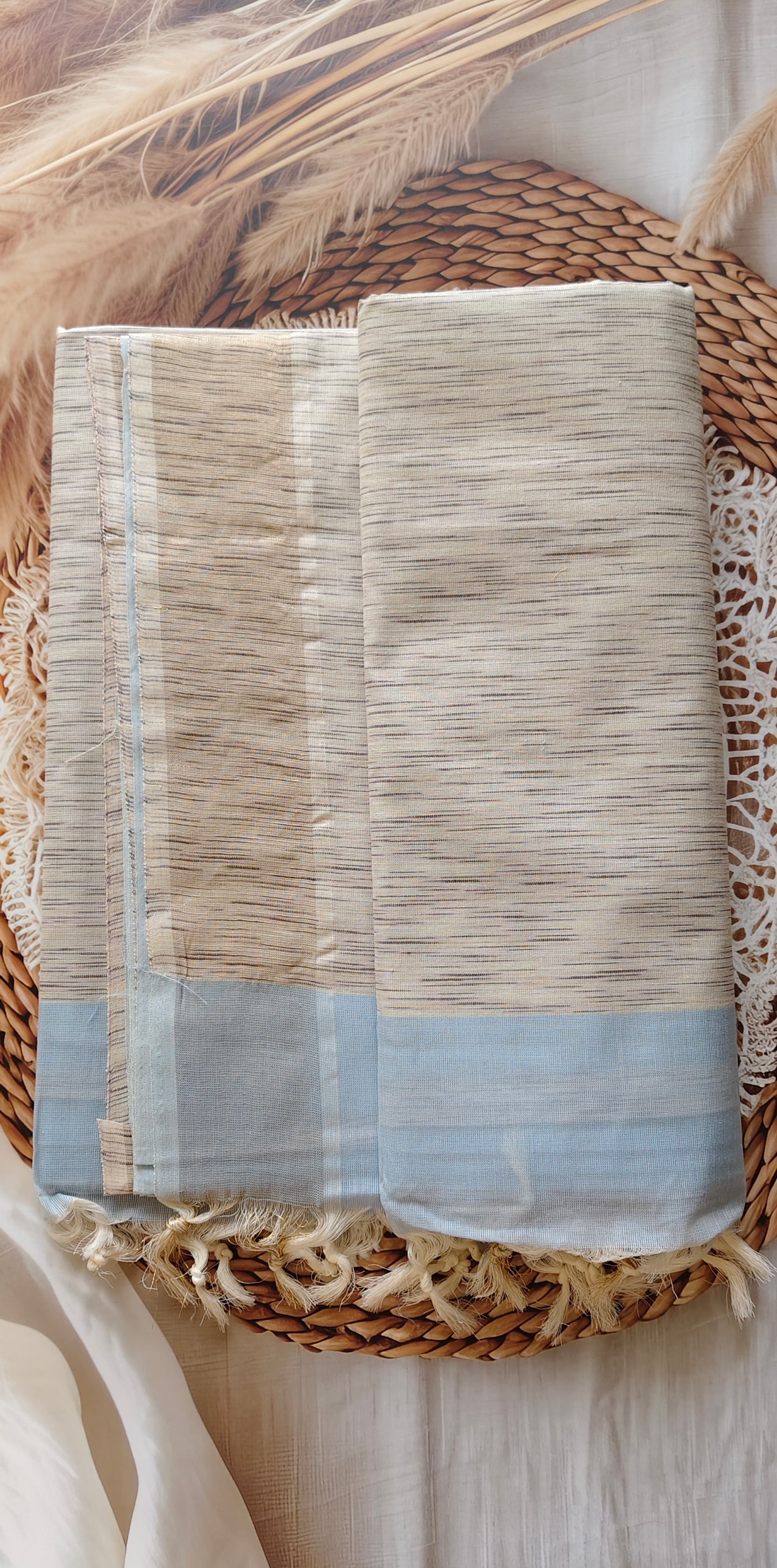 Light Blue Pure Cotton Saree