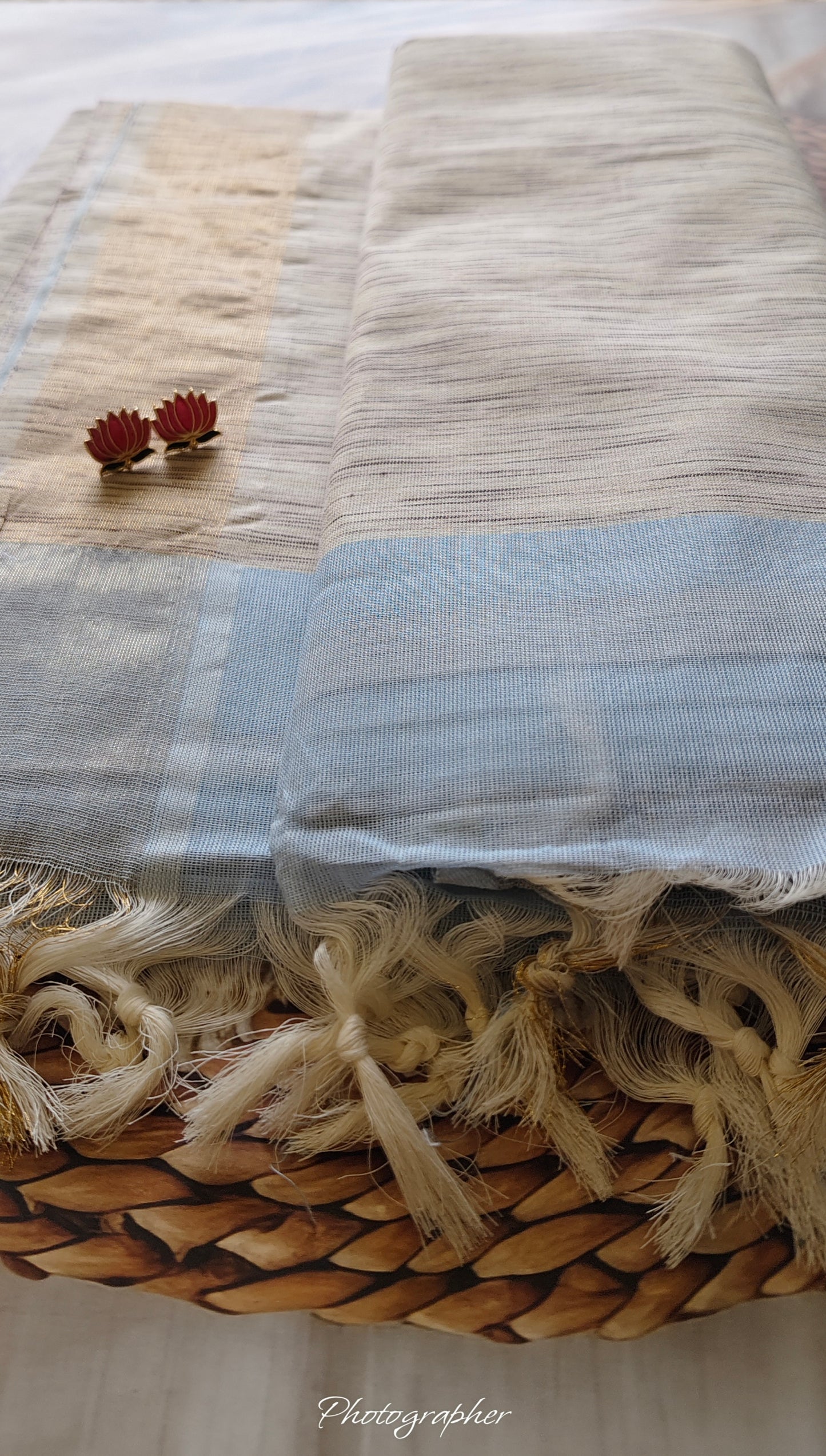 Light Blue Pure Cotton Saree