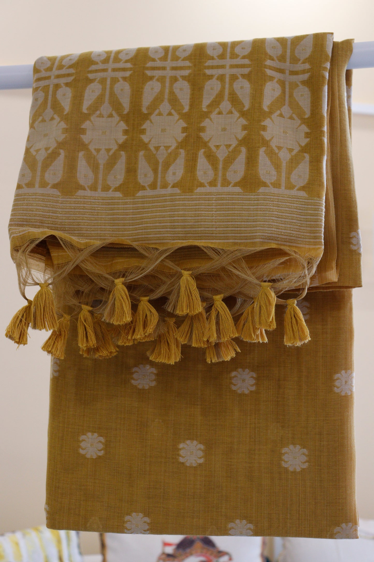 Mustard Yellow Muga Cotton Saree