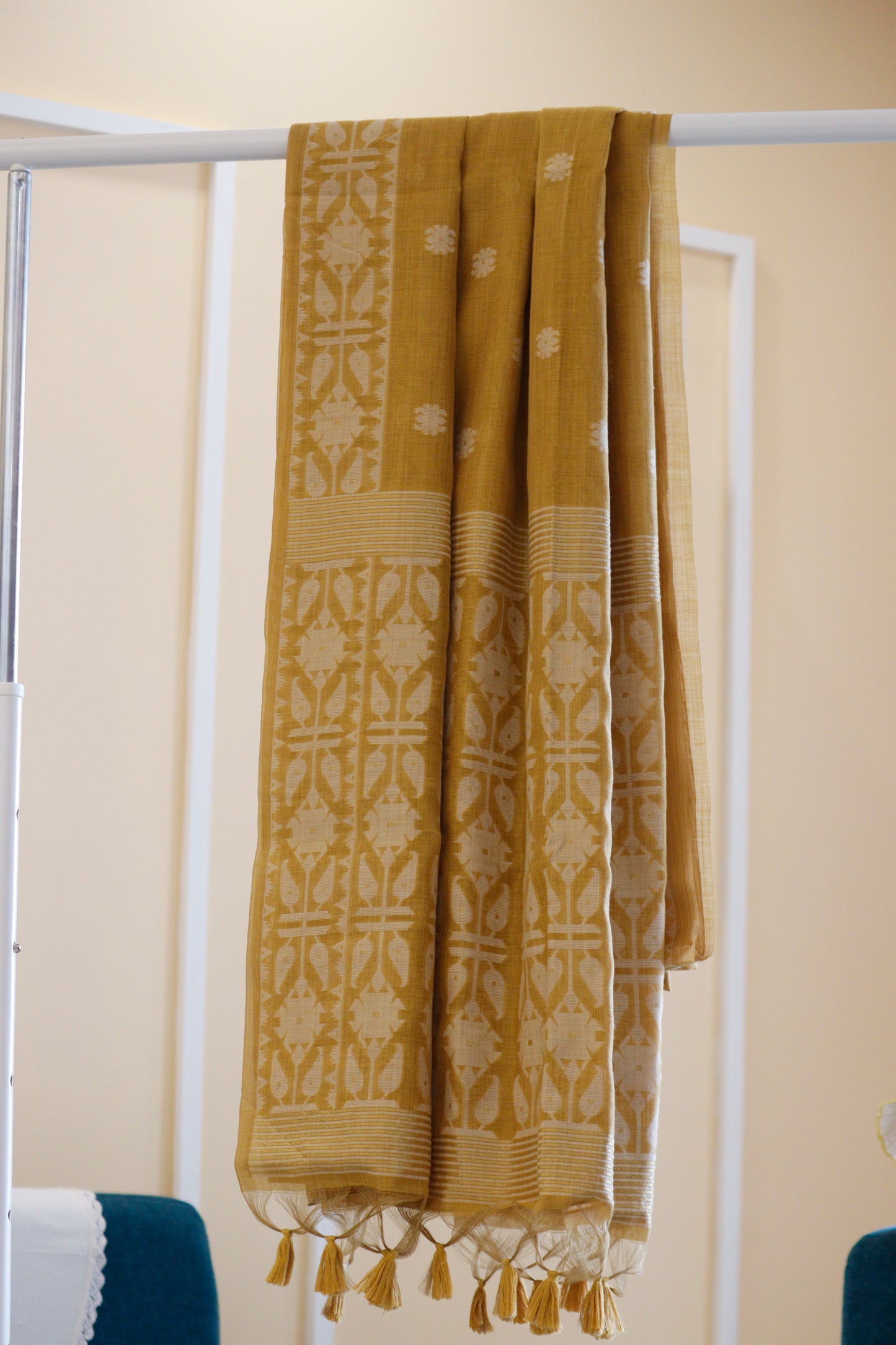 Mustard Yellow Muga Cotton Saree