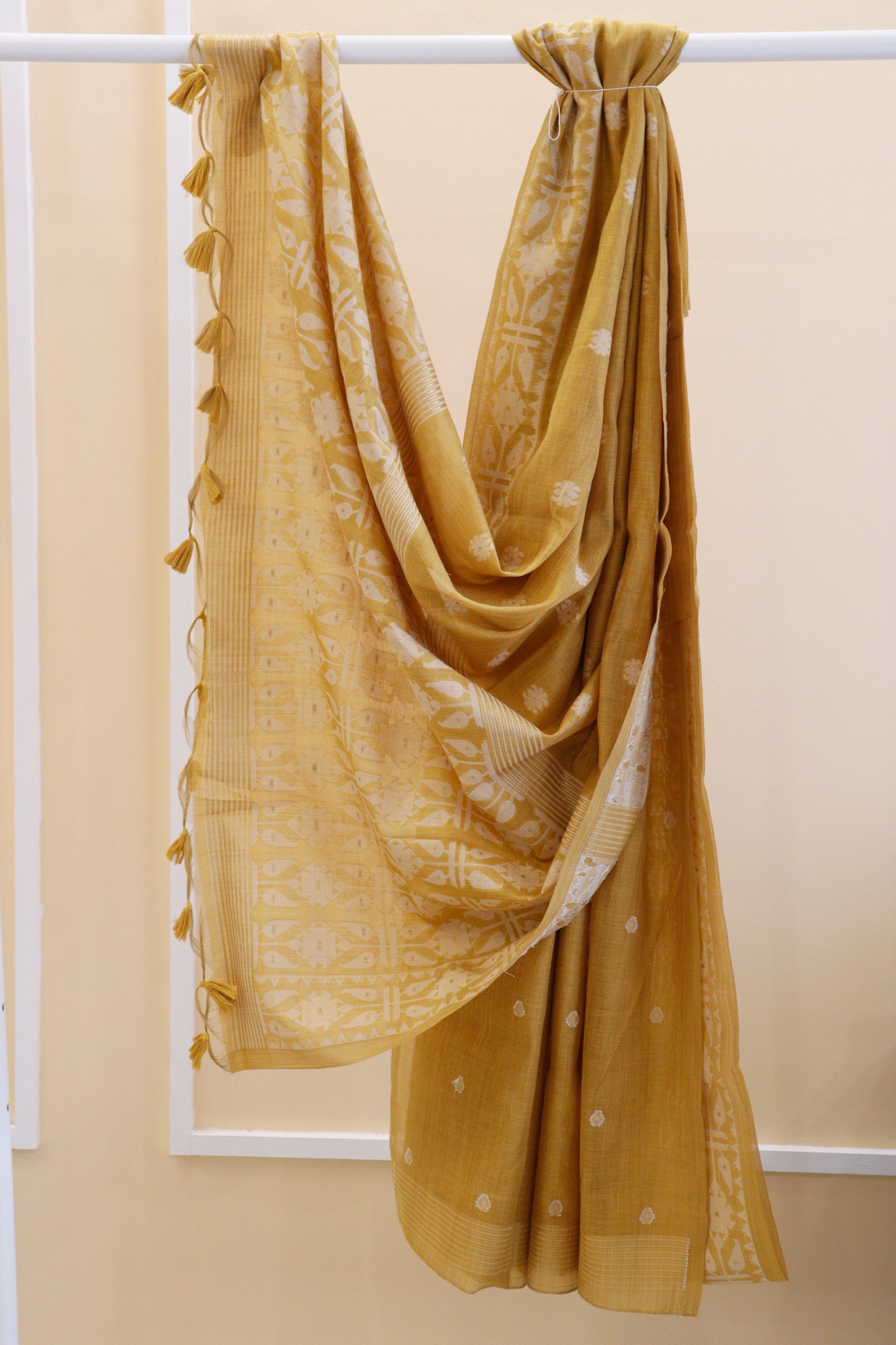 Mustard Yellow Muga Cotton Saree