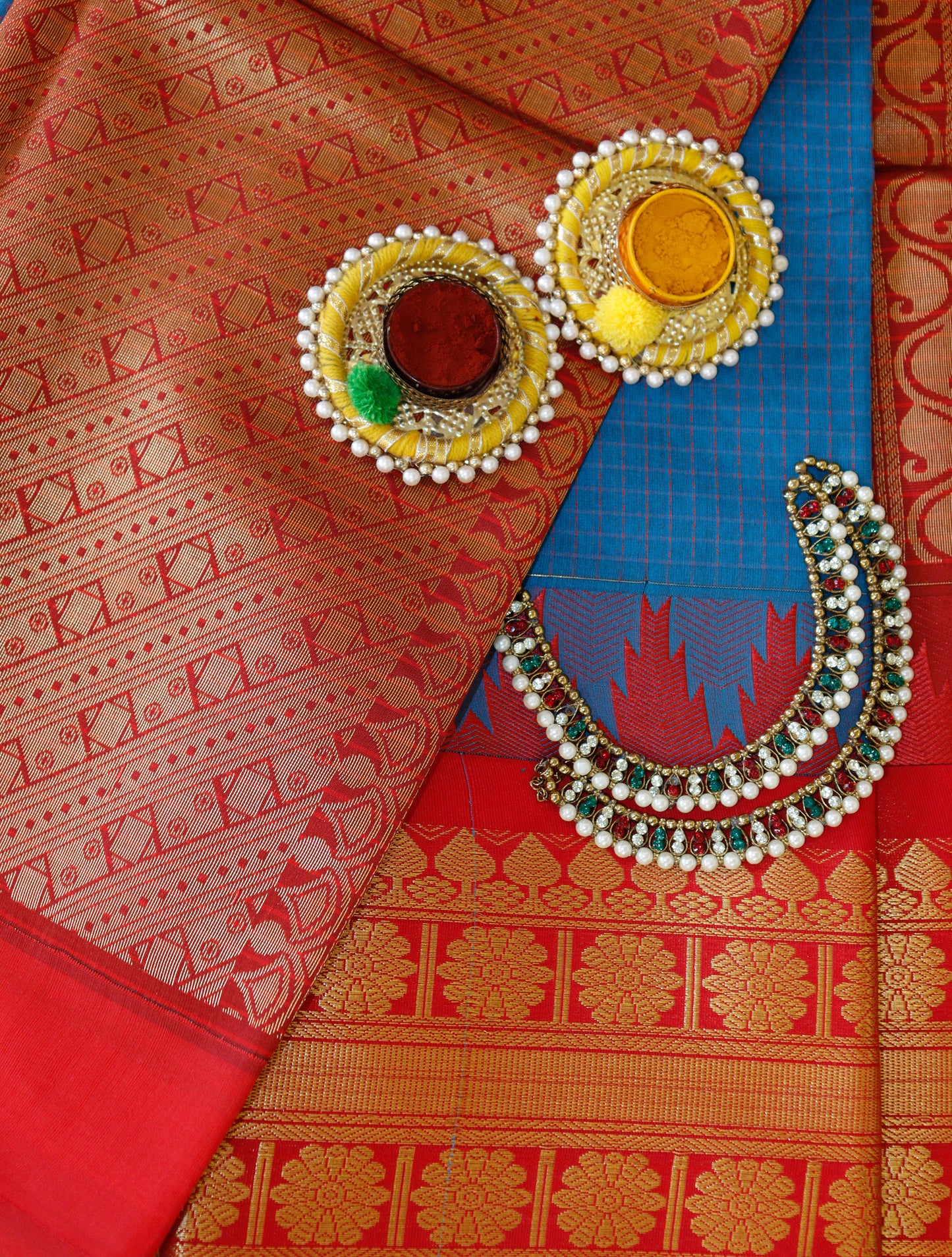 Vintage Indigo Blue Cotton Saree | Fine checks