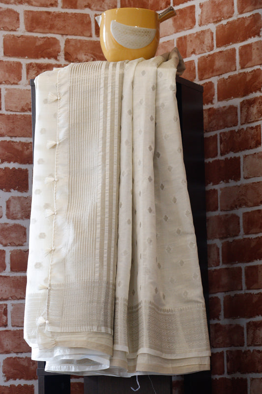 Classic Off-White Silk Saree