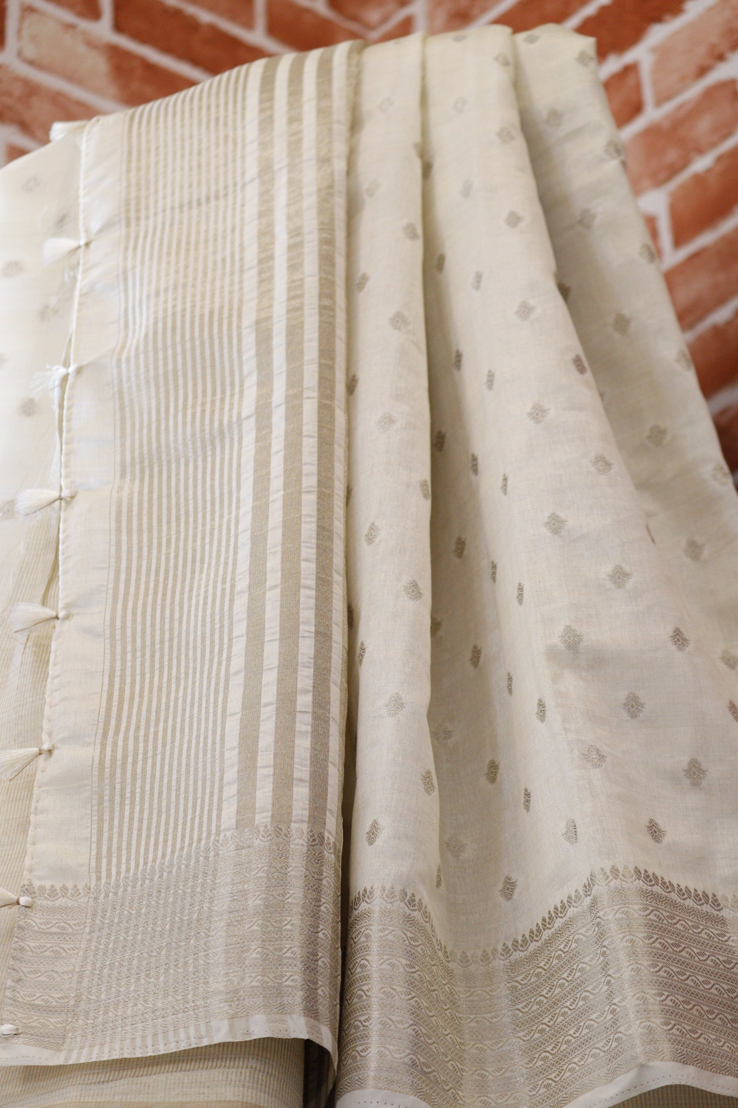 Classic Ivory Lilac Silk Saree