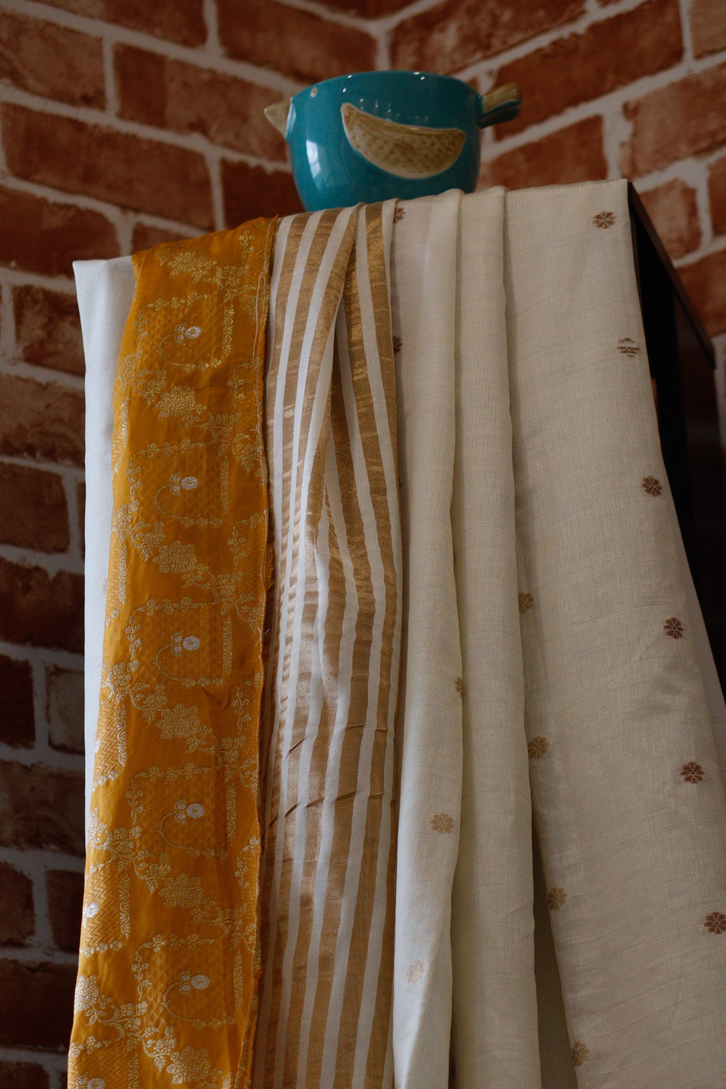Classic Ivory Mustard Silk Saree
