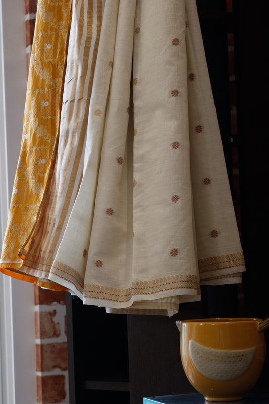 Classic Ivory Mustard Silk Saree