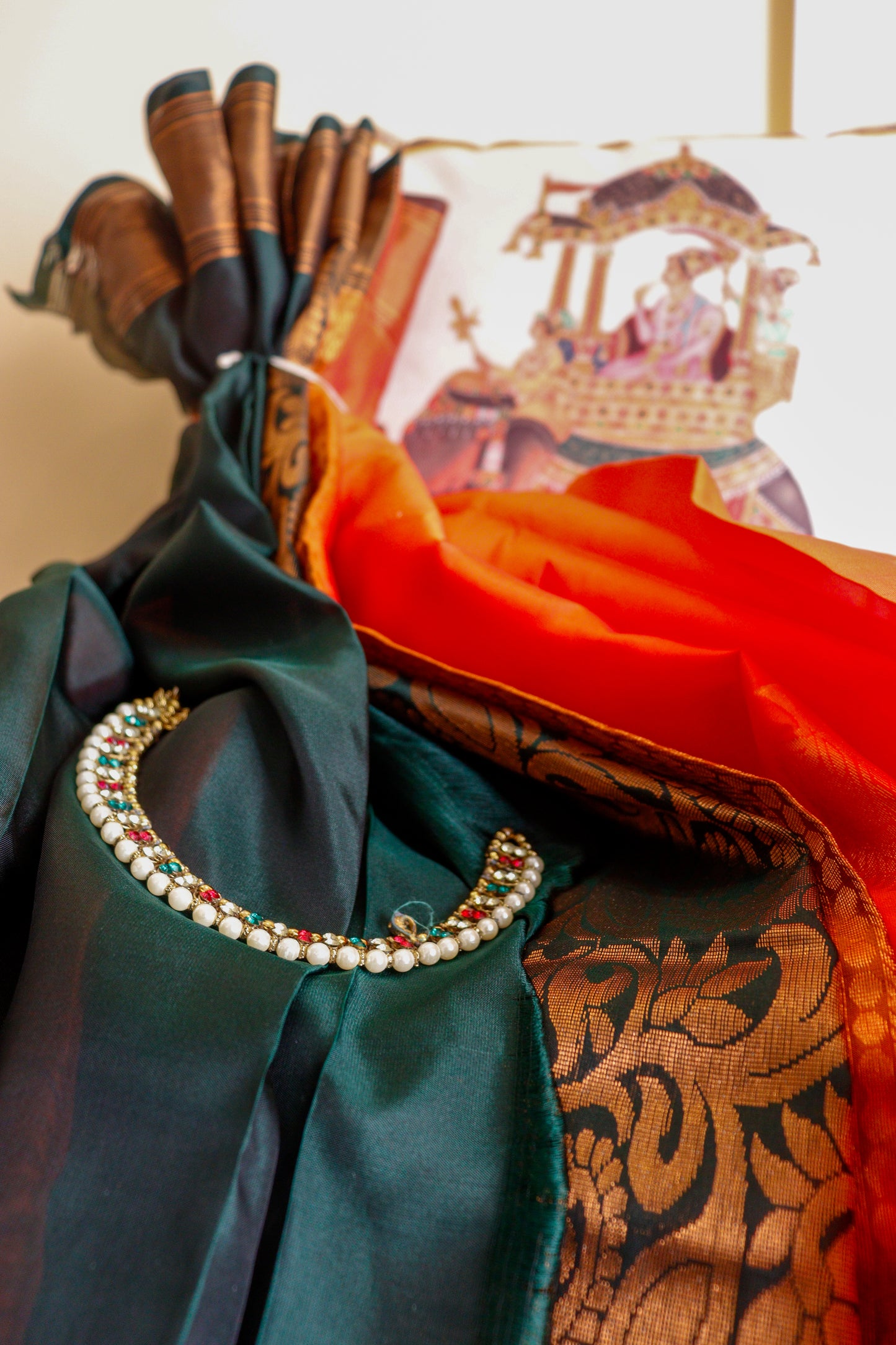 Rust Orange Silk Saree