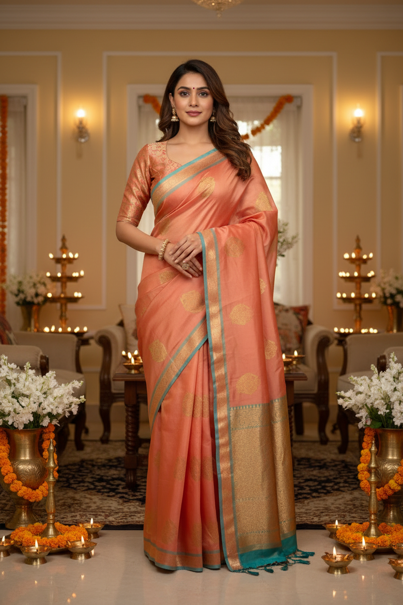 Onion Pink Silk Saree