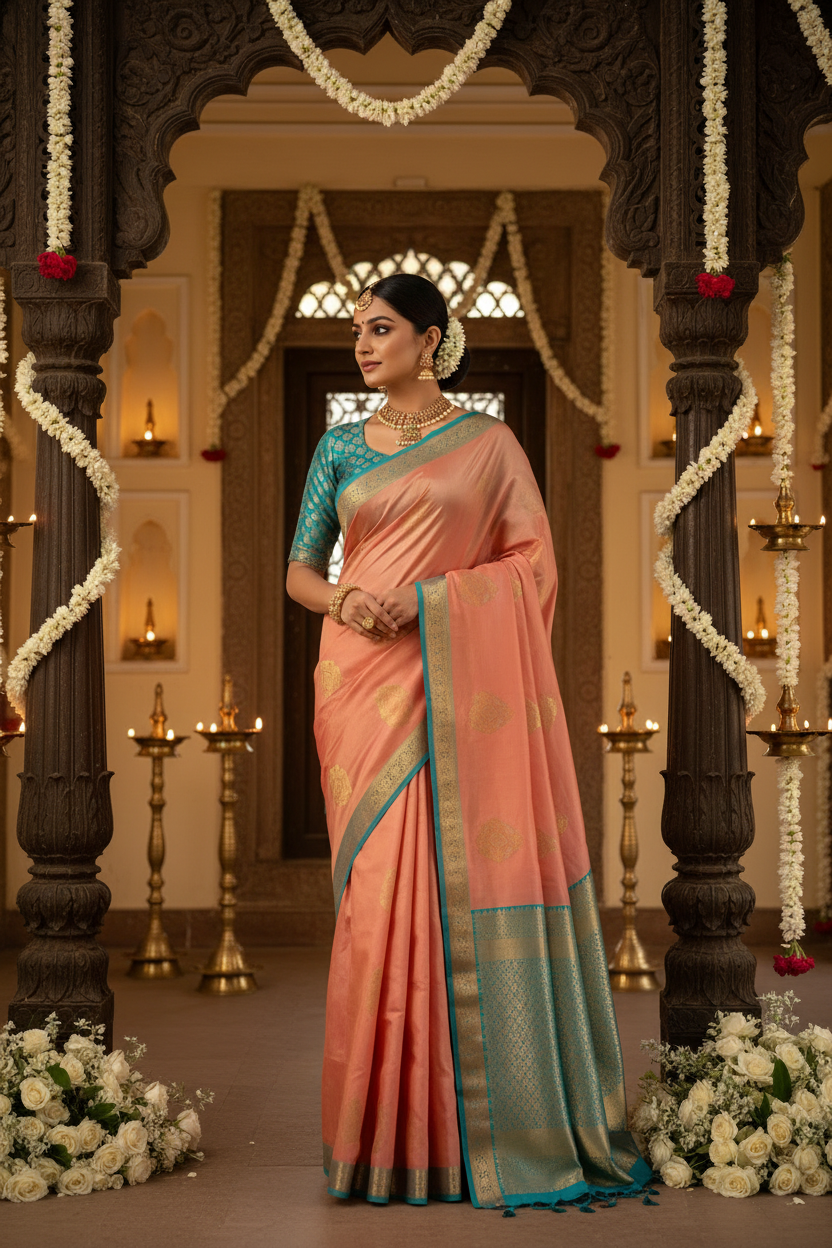 Onion Pink Silk Saree