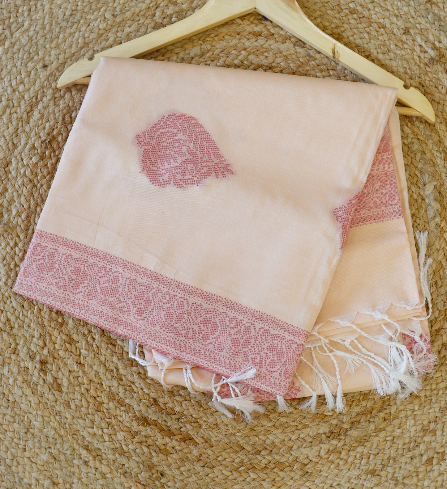 Peach Semi-Tussar Silk Saree