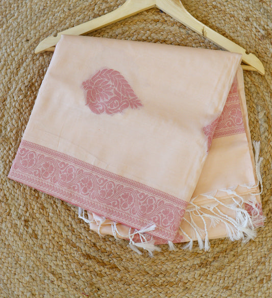 Peach Semi-Tussar Silk Saree