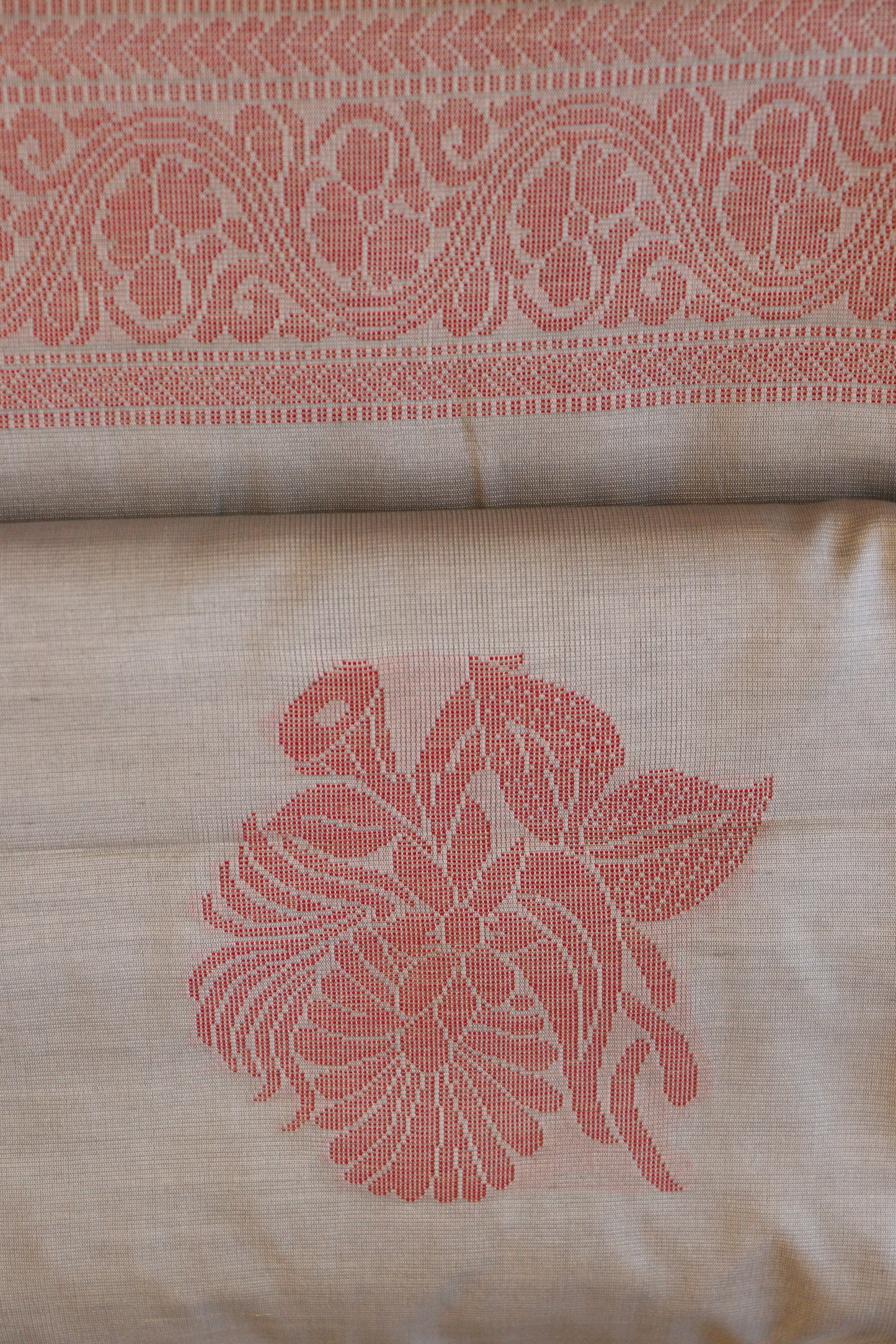 Silver Grey Semi-Tussar Silk Saree