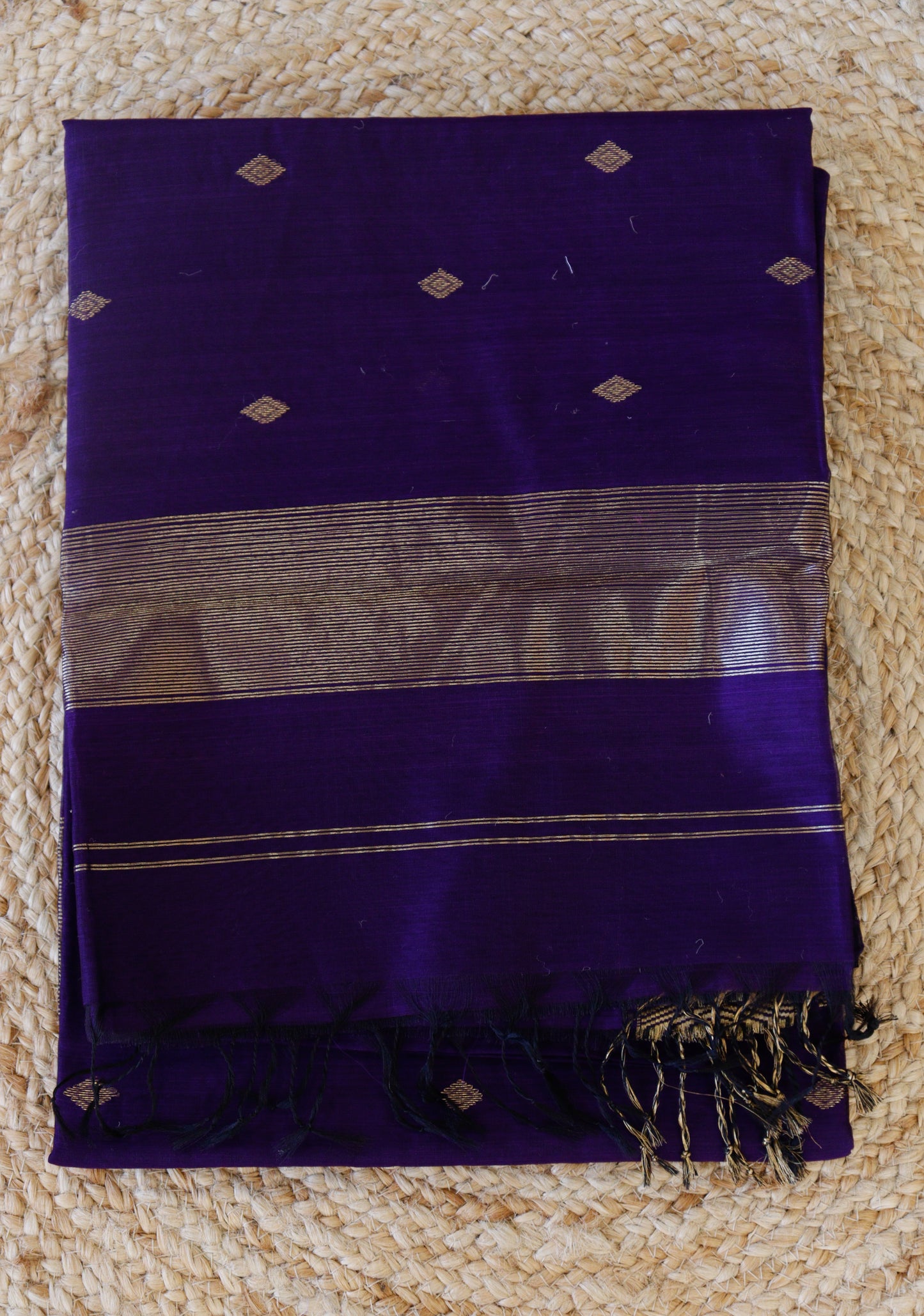 Purple Maheshwari Saree - Diamond buttas