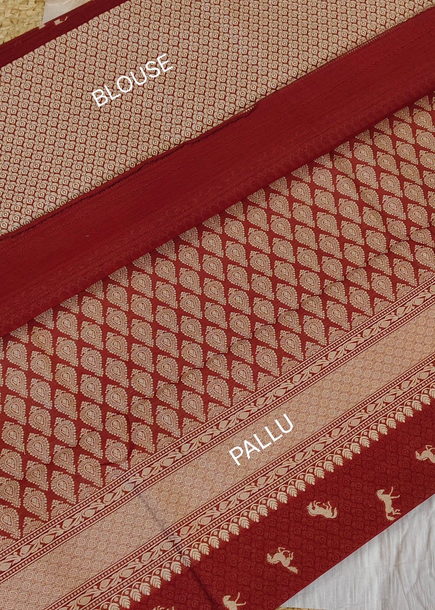 Maroon Banarasi Cotton Saree