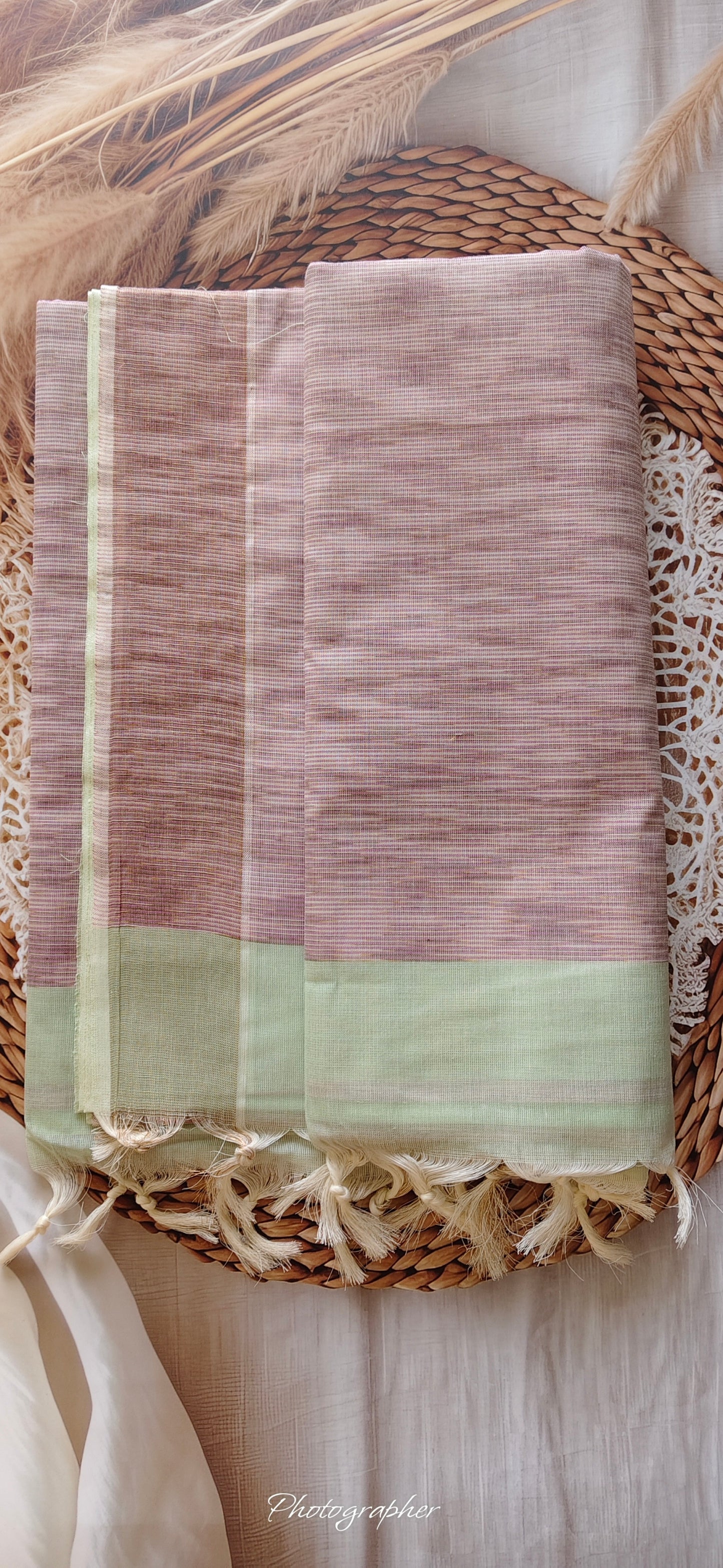 Pista Green Pure Cotton Saree