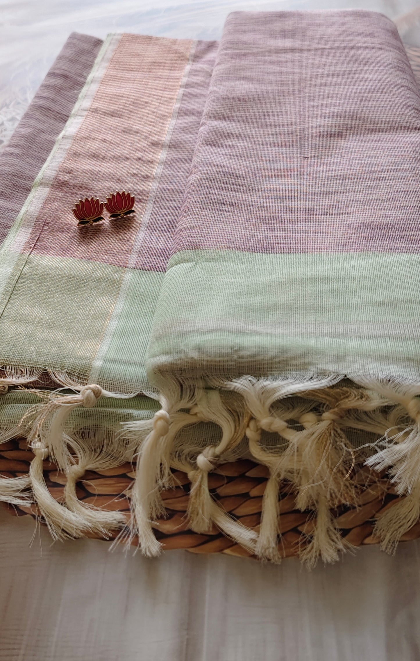 Pista Green Pure Cotton Saree