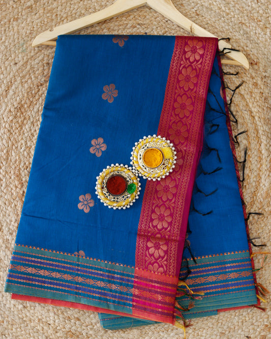 Blue Kanchi Cotton Saree