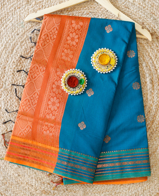 Teal Green Kanchi Cotton Saree
