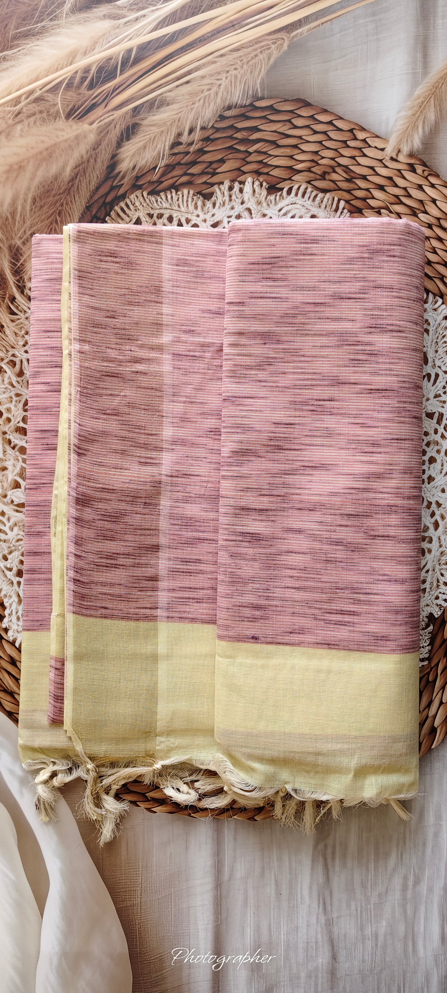 Yellow Pure Cotton Saree