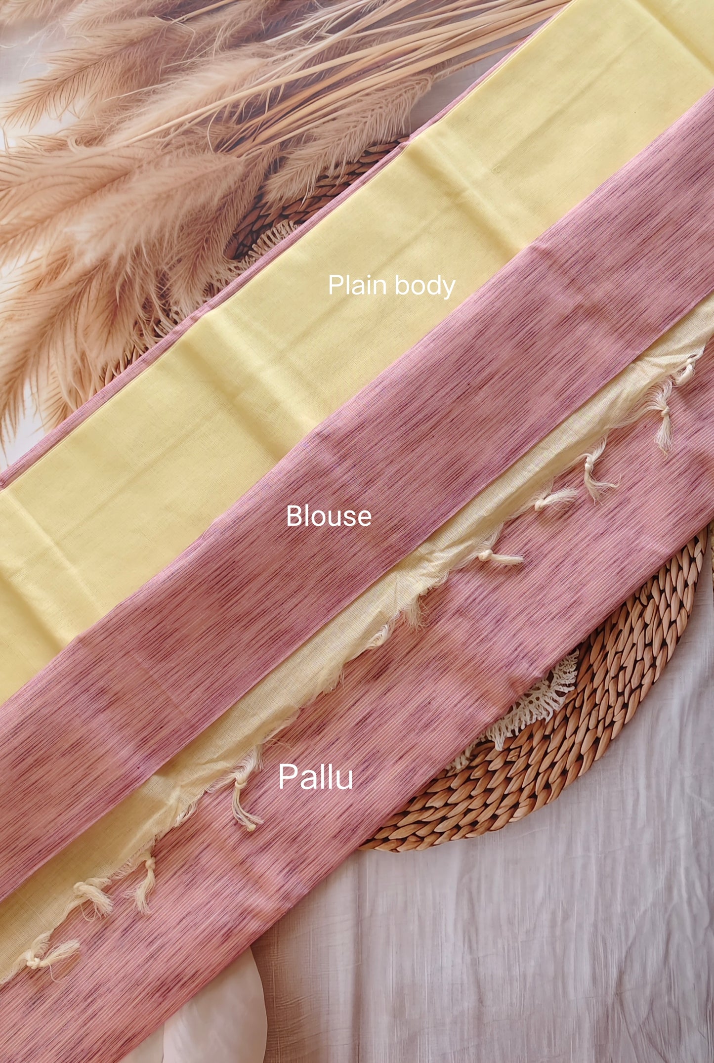 Yellow Pure Cotton Saree