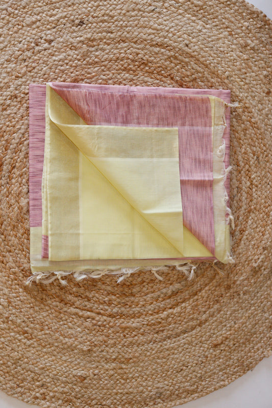 Yellow Pure Cotton Saree