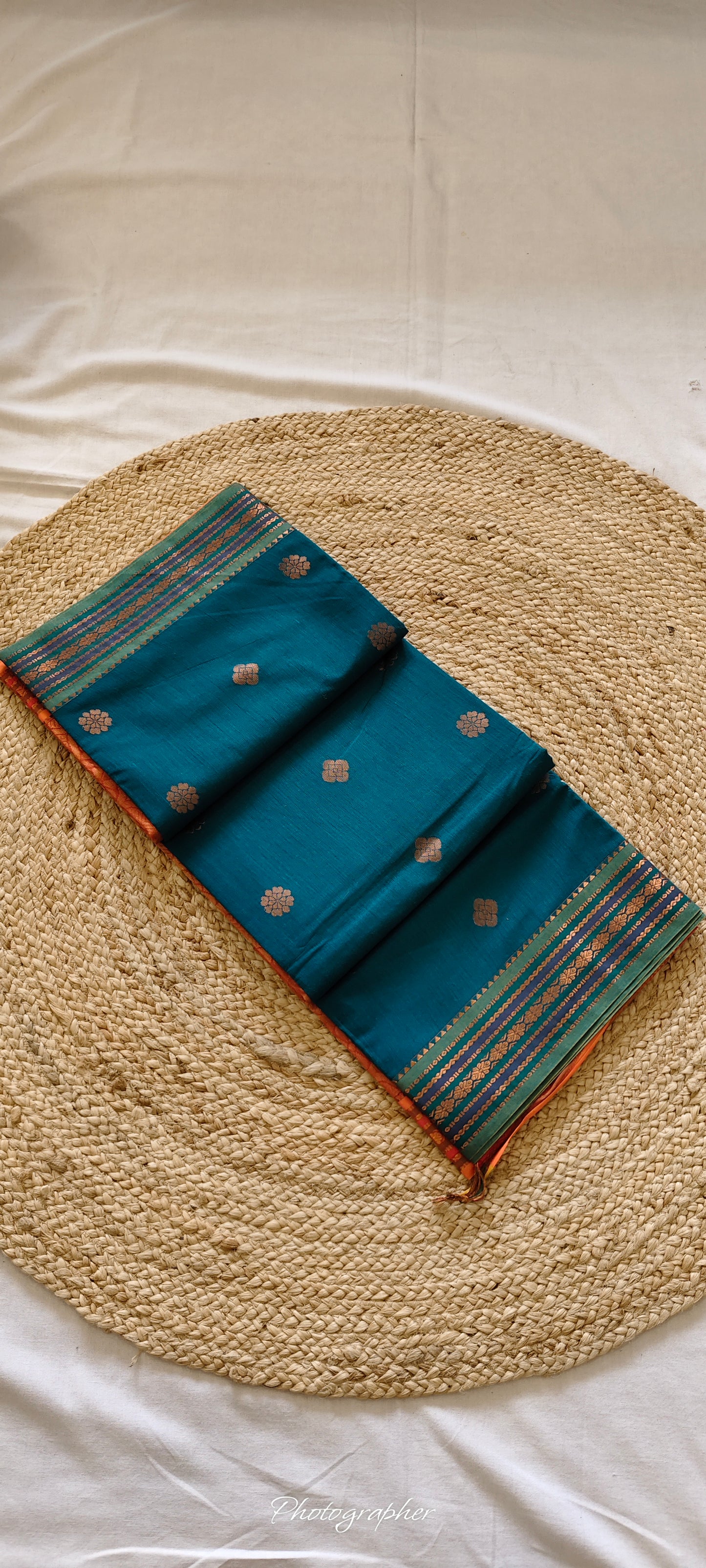 Teal Green Kanchi Cotton Saree