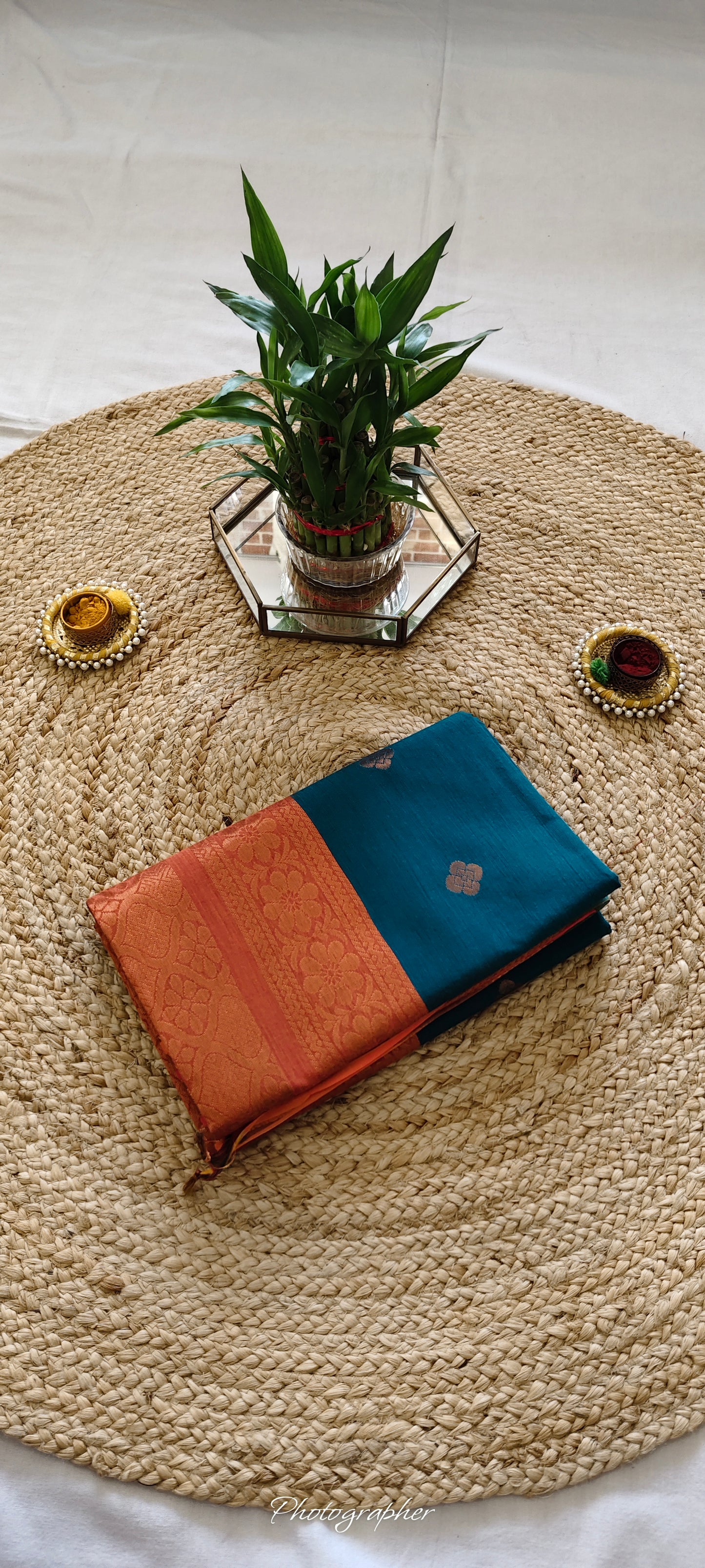Teal Green Kanchi Cotton Saree