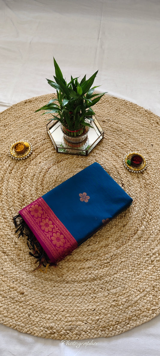 Blue Kanchi Cotton Saree